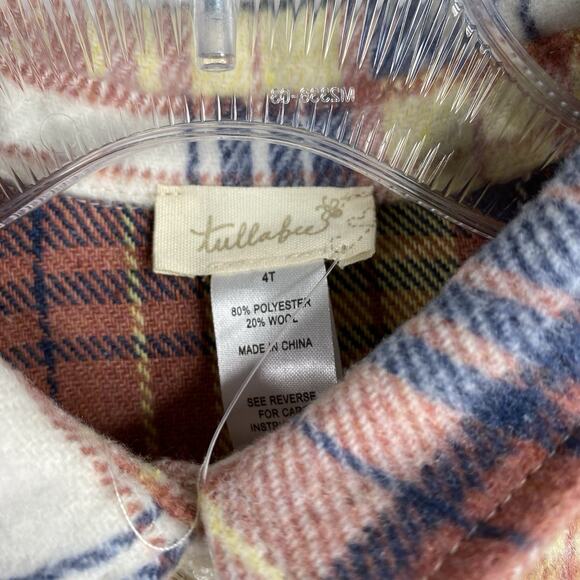 Tullabee Boutique Toddler Top Sz 4T Multi Plaid Soft Fleece Wool Blend Button Up - Picture 3 of 8
